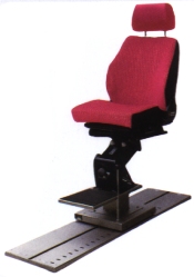 photo of a red coloured pilot chair with sliding device