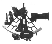 black and white photo of a sextant